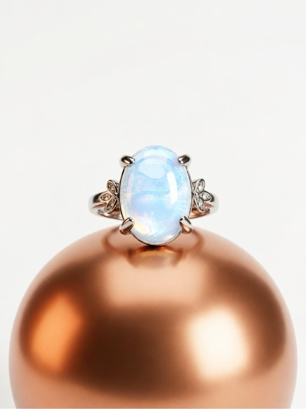 Faux Moonstone Ring - Silver Tone